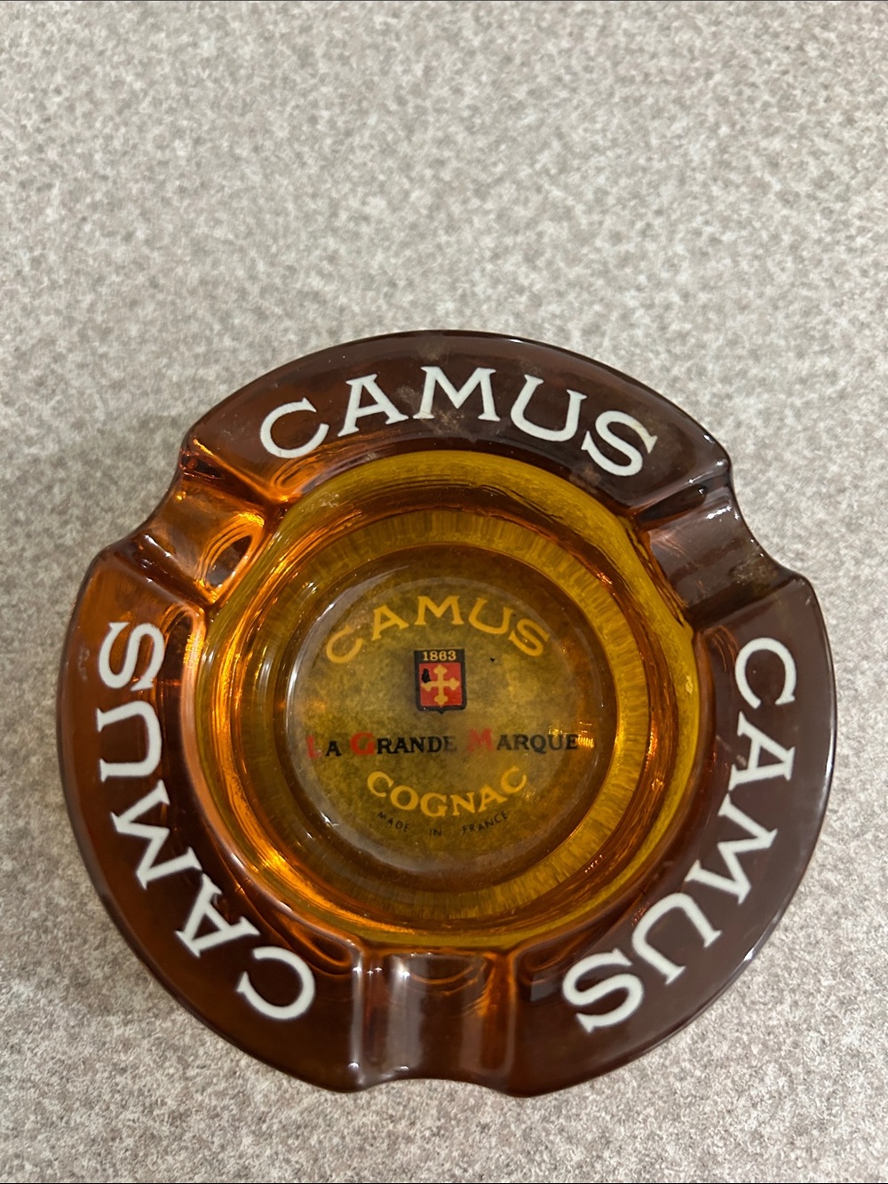 Camus Amber Glass Cognac Ashtray